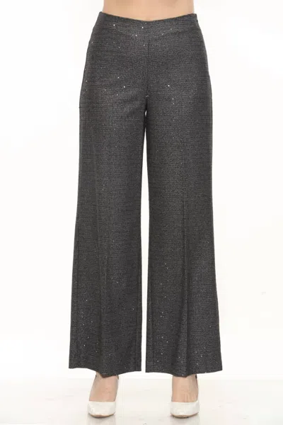 Joseph Ribkoff Sequined Houndstooth Wide-leg Pant In Black/grey In Black