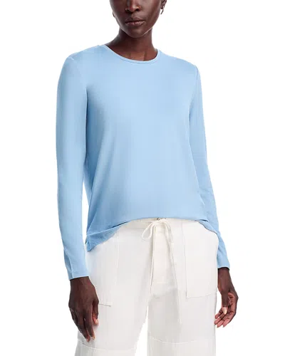 Majestic Soft Touch Flat-edge Long-sleeve Crewneck Top In Blue