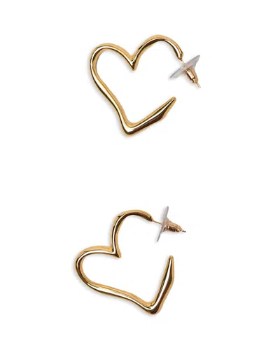 Maje Womens Light Gold Heart Brass Hoop Earrings
