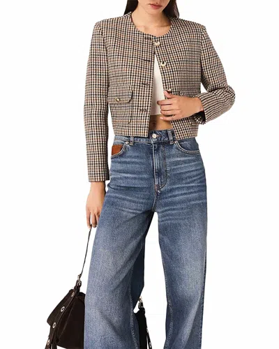 Maje Houndstooth Button-fastening Jacket In Multi