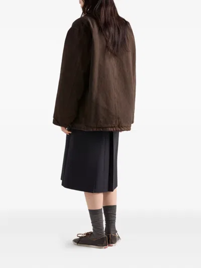 Prada Canvas Blouson Jacket In Brown