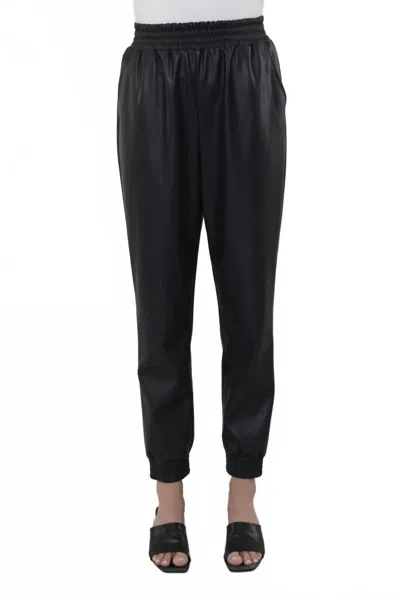 Dolce Cabo Faux Leather Joggers In Navy In Blue