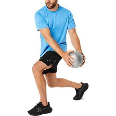 Asics Actibreeze Panel Jacquard Short Sleeved Top Asia Sizing 'waterscape' In Blue