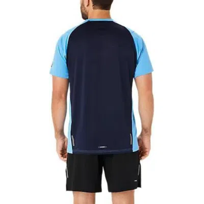 Asics Actibreeze Panel Jacquard Short Sleeved Top Asia Sizing 'waterscape' In Blue