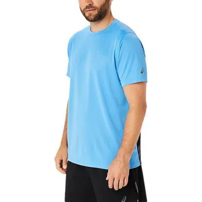Asics Actibreeze Panel Jacquard Short Sleeved Top Asia Sizing 'waterscape' In Blue