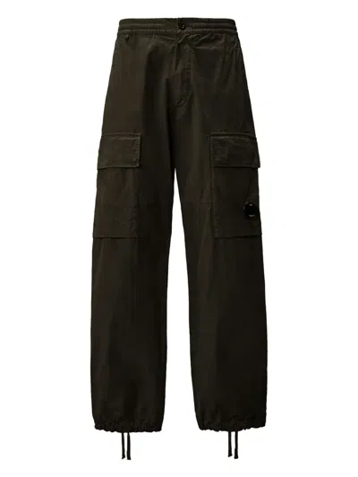 C.p. Company Relaxed Fit Grey Cargo Pants With Flap Pockets In Green