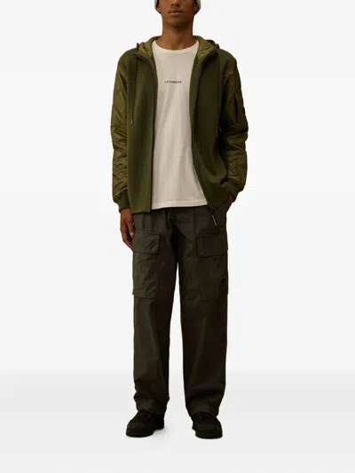 C.p. Company Relaxed Fit Grey Cargo Pants With Flap Pockets In Green