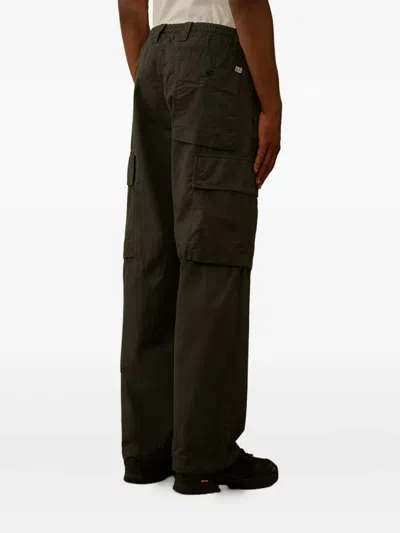C.p. Company Relaxed Fit Grey Cargo Pants With Flap Pockets In Green