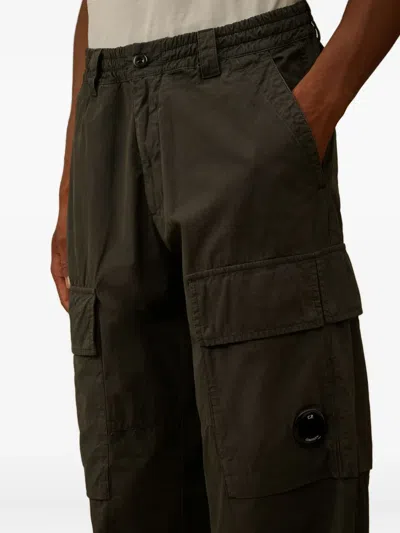 C.p. Company Relaxed Fit Grey Cargo Pants With Flap Pockets In Green