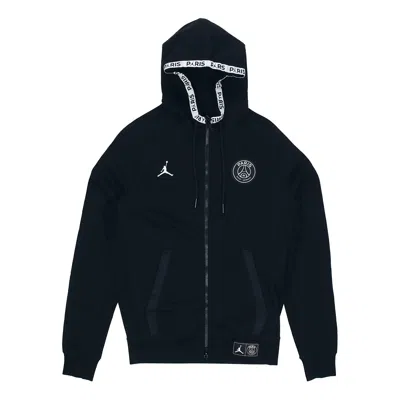 Air Jordan Cat Paris Saint-germain Full-length Zipper Cardigan Fleece In Black