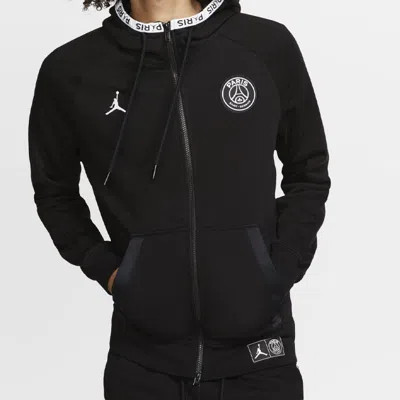 Air Jordan Cat Paris Saint-germain Full-length Zipper Cardigan Fleece In Black
