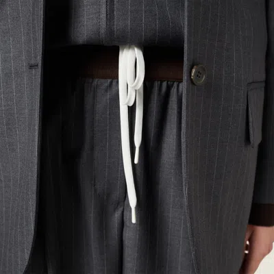 Miu Miu Pinstripe Pleated Wide-leg Drawstring Pants In Blue