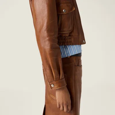 Miu Miu Nappa Leather Jacket In Brown
