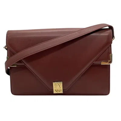 Pre-owned Cartier Bordeaux Red Color Wine Red Leather Shoulder Bag ()