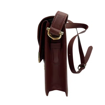 Pre-owned Cartier Bordeaux Red Color Wine Red Leather Shoulder Bag ()