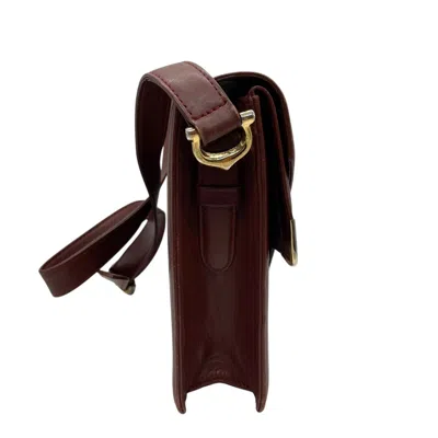 Pre-owned Cartier Bordeaux Red Color Wine Red Leather Shoulder Bag ()