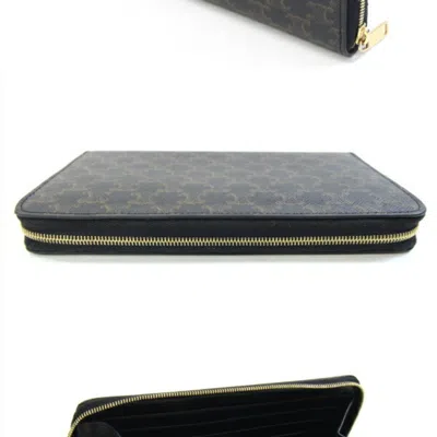 Pre-owned Celine Black Pvc Leather Long Wallet (bi-fold) ()