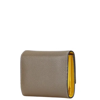 Pre-owned Celine Gray Yellow Leather Wallet (tri-fold) ()