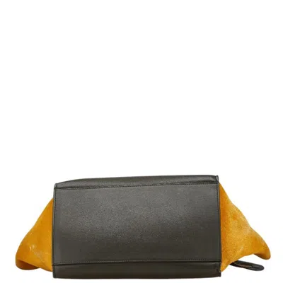 Pre-owned Celine Trapeze Black Yellow Leather Suede Handbag Shoulder Bag ()