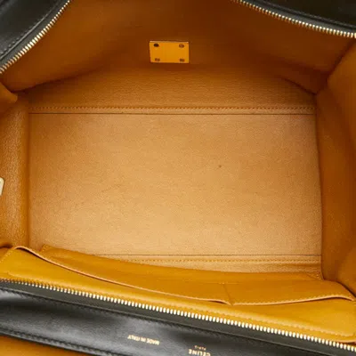 Pre-owned Celine Trapeze Black Yellow Leather Suede Handbag Shoulder Bag ()