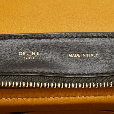 Pre-owned Celine Trapeze Black Yellow Leather Suede Handbag Shoulder Bag ()