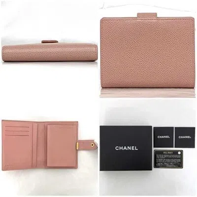 Pre-owned Chanel Pink Grained Calfskin Leather Wallet (bi-fold) ()