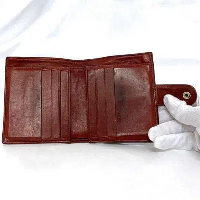Pre-owned Chanel Red Color Grained Calfskin Leather Wallet (bi-fold) ()