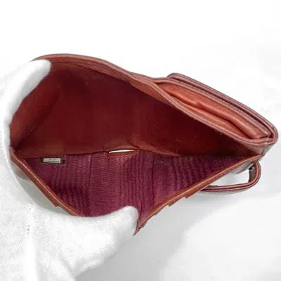 Pre-owned Chanel Red Color Grained Calfskin Leather Wallet (bi-fold) ()