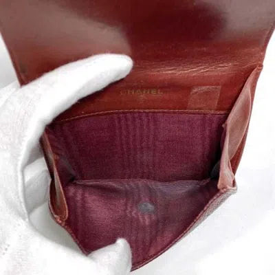 Pre-owned Chanel Red Color Grained Calfskin Leather Wallet (bi-fold) ()