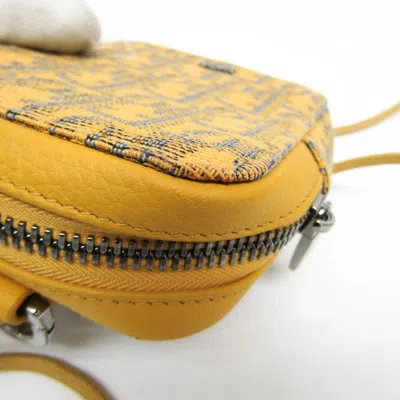 Pre-owned Dior Christian  Yellow Leather Jacquard Pouch Shoulder Bag ()