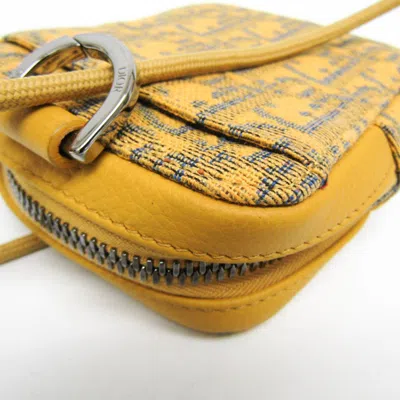 Pre-owned Dior Christian  Yellow Leather Jacquard Pouch Shoulder Bag ()
