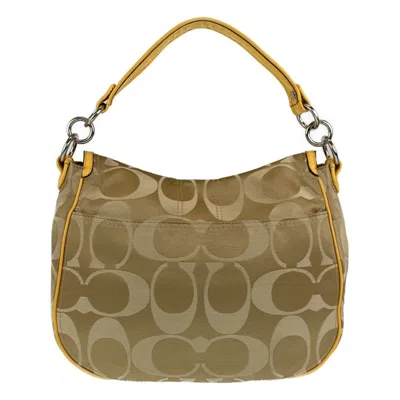 Pre-owned Coach Beige Brown Signature Line Leather Handbag Shoulder Bag ()