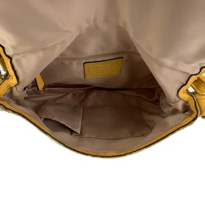Pre-owned Coach Beige Brown Signature Line Leather Handbag Shoulder Bag ()