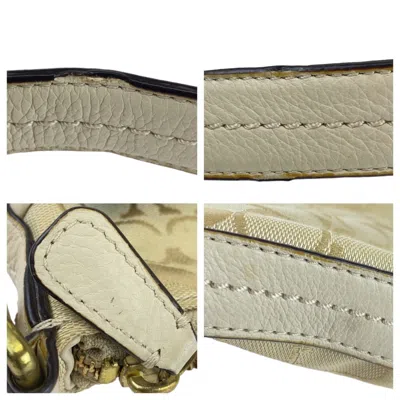Pre-owned Coach Beige Light Blue Signature Line Leather Shoulder Bag ()