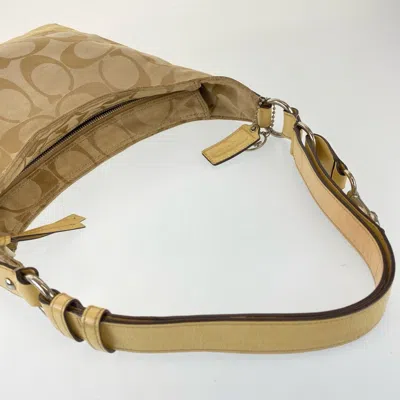 Pre-owned Coach Beige Signature Line Patent Leather Shoulder Bag ()