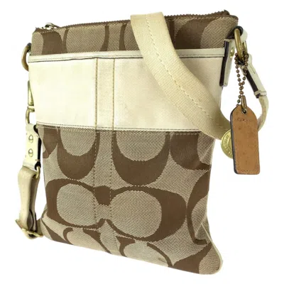 Pre-owned Coach Brown Signature Line Leather Pochette Shoulder Bag ()
