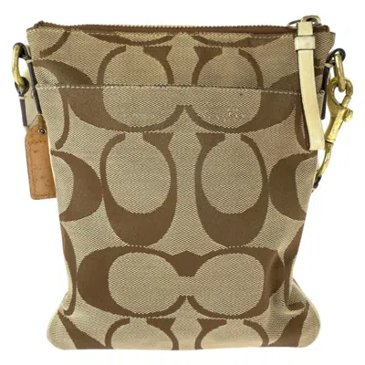 Pre-owned Coach Brown Signature Line Leather Pochette Shoulder Bag ()