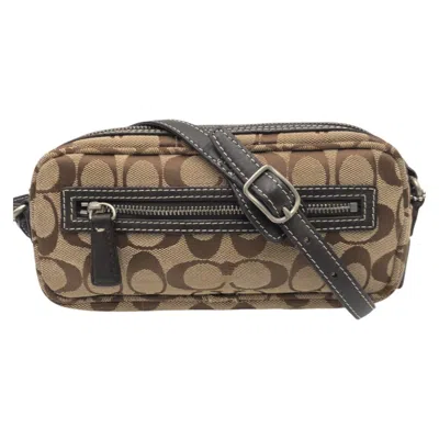 Pre-owned Coach Brown Signature Line Pochette Shoulder Bag ()