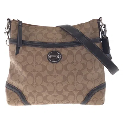 Pre-owned Coach Signature Brown Signature Line Leather Pochette Shoulder Bag ()