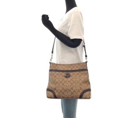 Pre-owned Coach Signature Brown Signature Line Leather Pochette Shoulder Bag ()