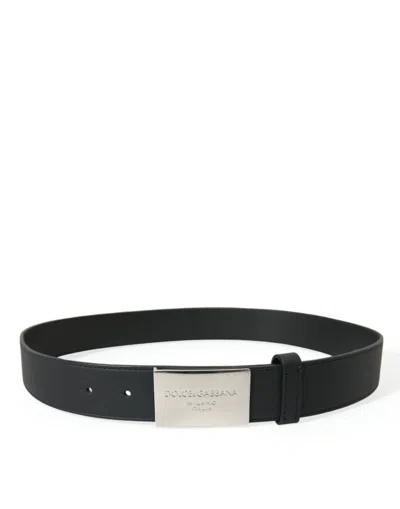 Dolce & Gabbana Elegant Black Leather Belt With Metal Men's Buckle In Black