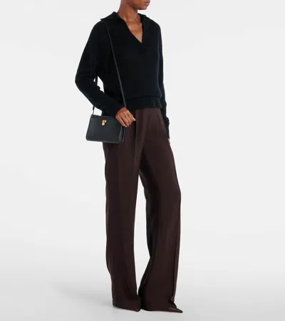 Tom Ford Natural Grain Leather Padlock Mini Bag On Strap In Black