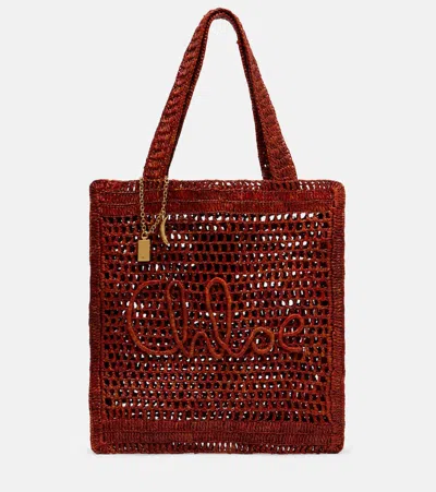 Chloé X Made For A Woman Summer Banana Small Raffia Tote Bag In Brown