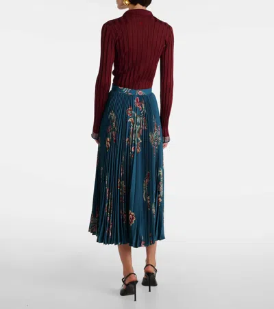 细皱布高腰花卉中长半身裙