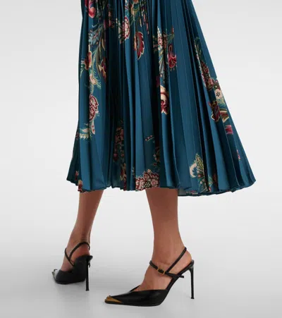 细皱布高腰花卉中长半身裙