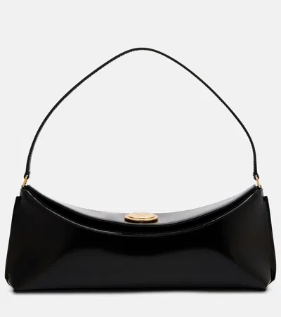 Jacquemus Le Calisso Black Shoulder Bag With Engraved Snap Button In Leather In Black
