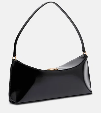 Jacquemus Le Calisso Black Shoulder Bag With Engraved Snap Button In Leather In Black