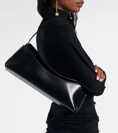 Jacquemus Le Calisso Black Shoulder Bag With Engraved Snap Button In Leather In Black