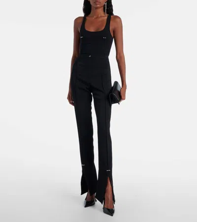 Mugler Trimmed Knitted Jumpsuit In Black