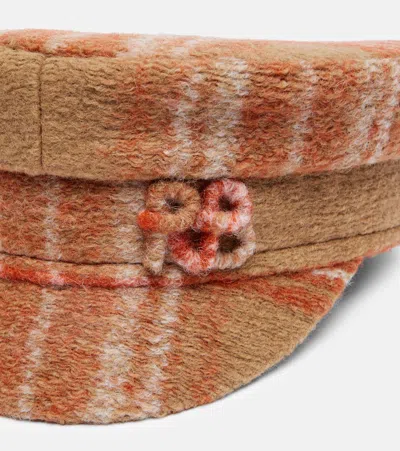 Ruslan Baginskiy Checked Wool-blend Newsboy Cap In Neutral